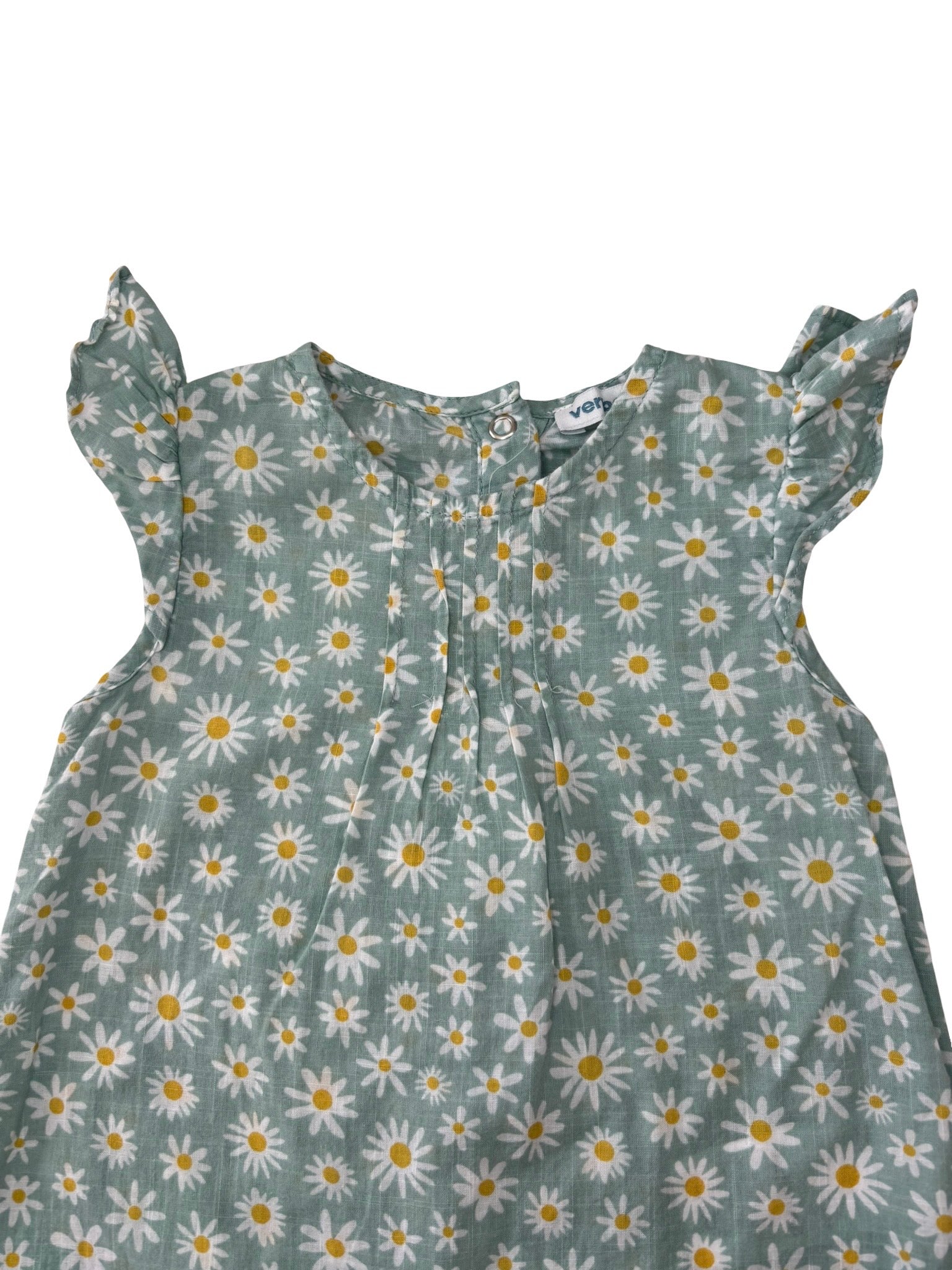 Salopette Verte Fleurie - Vertbaudet - 12 mois