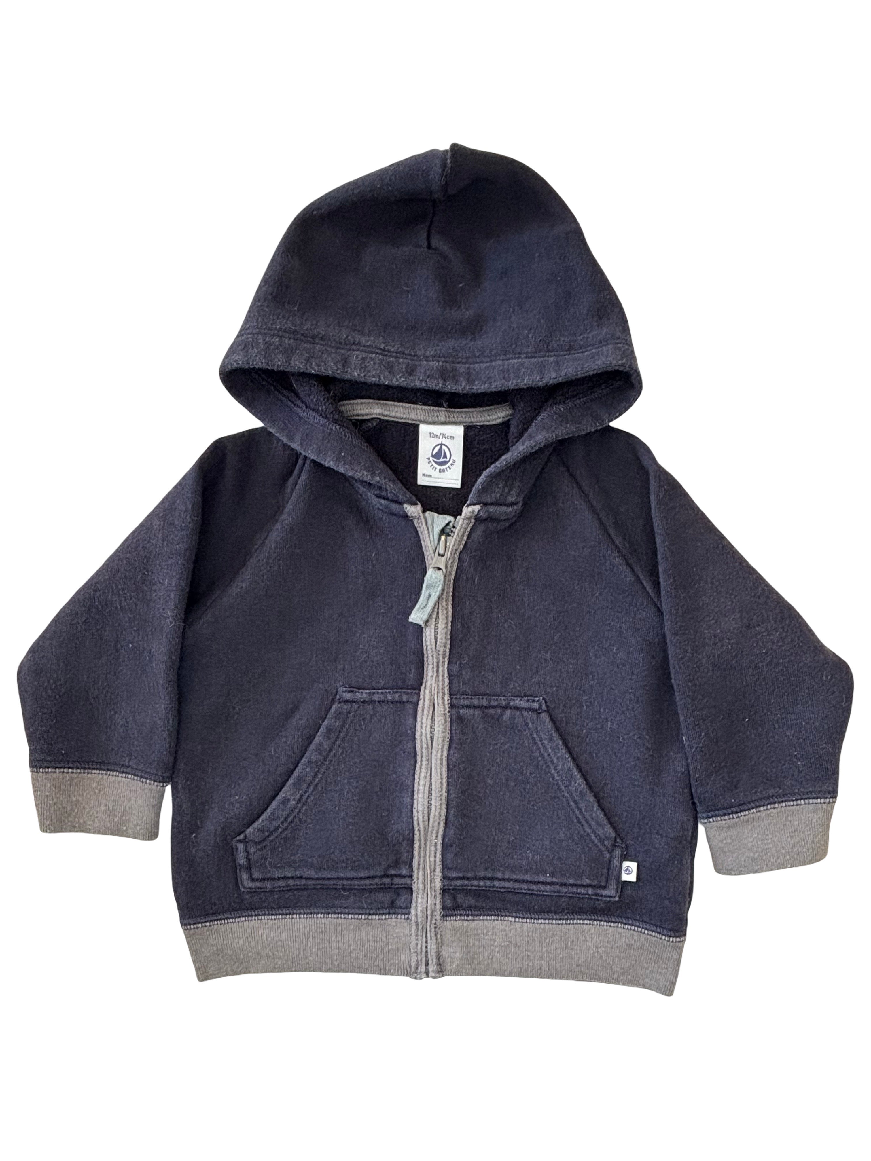 Veste Capuche Bleu Marine - Petit Bateau - 12 mois