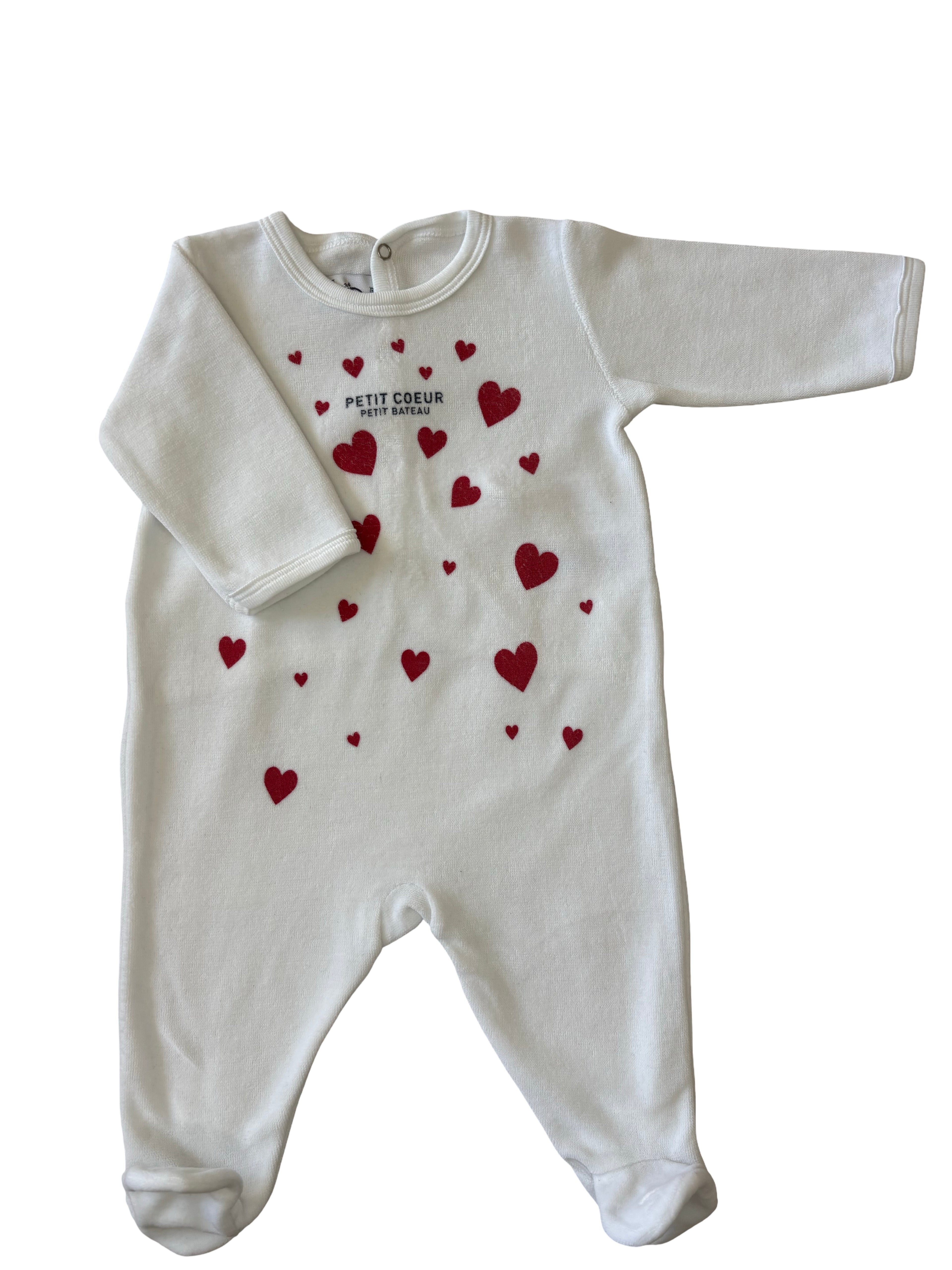 Pyjama Coeurs Rouges - Petit Bateau - 3 mois