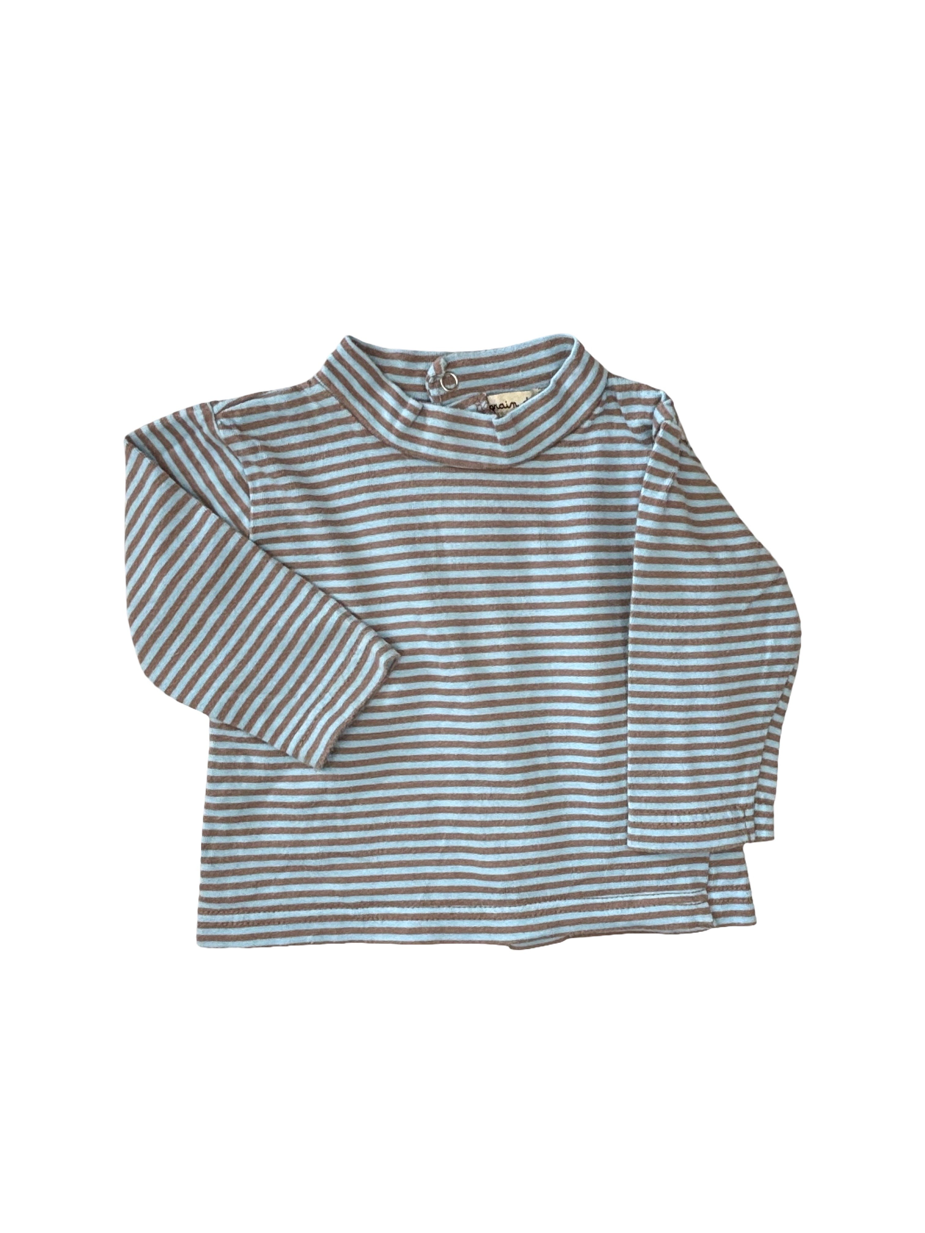T-Shirt Col Roulé Rayé - Grain De blé - 3 mois