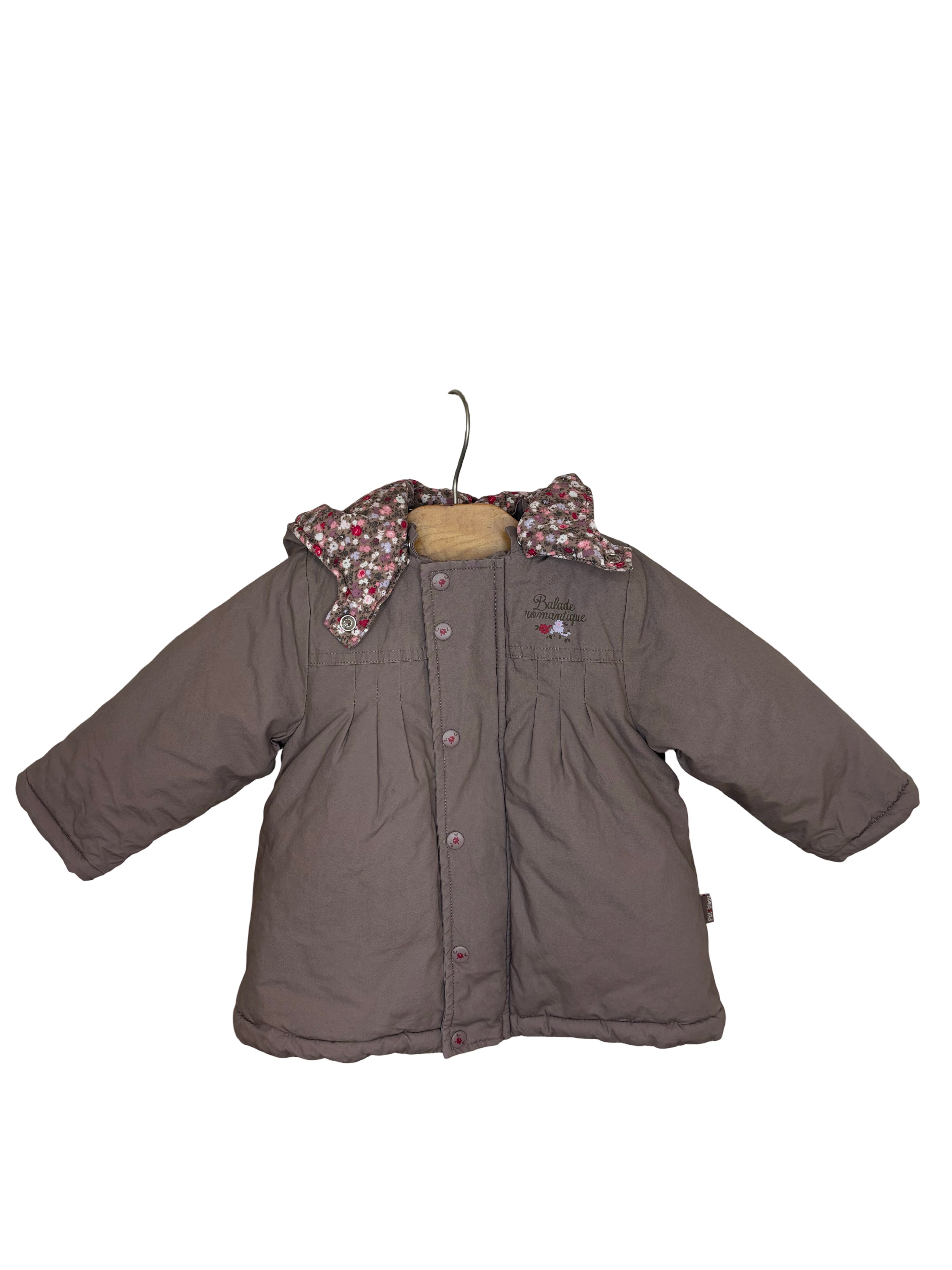 Manteau Taupe Fleuri - P'tit Bisous - 6 mois