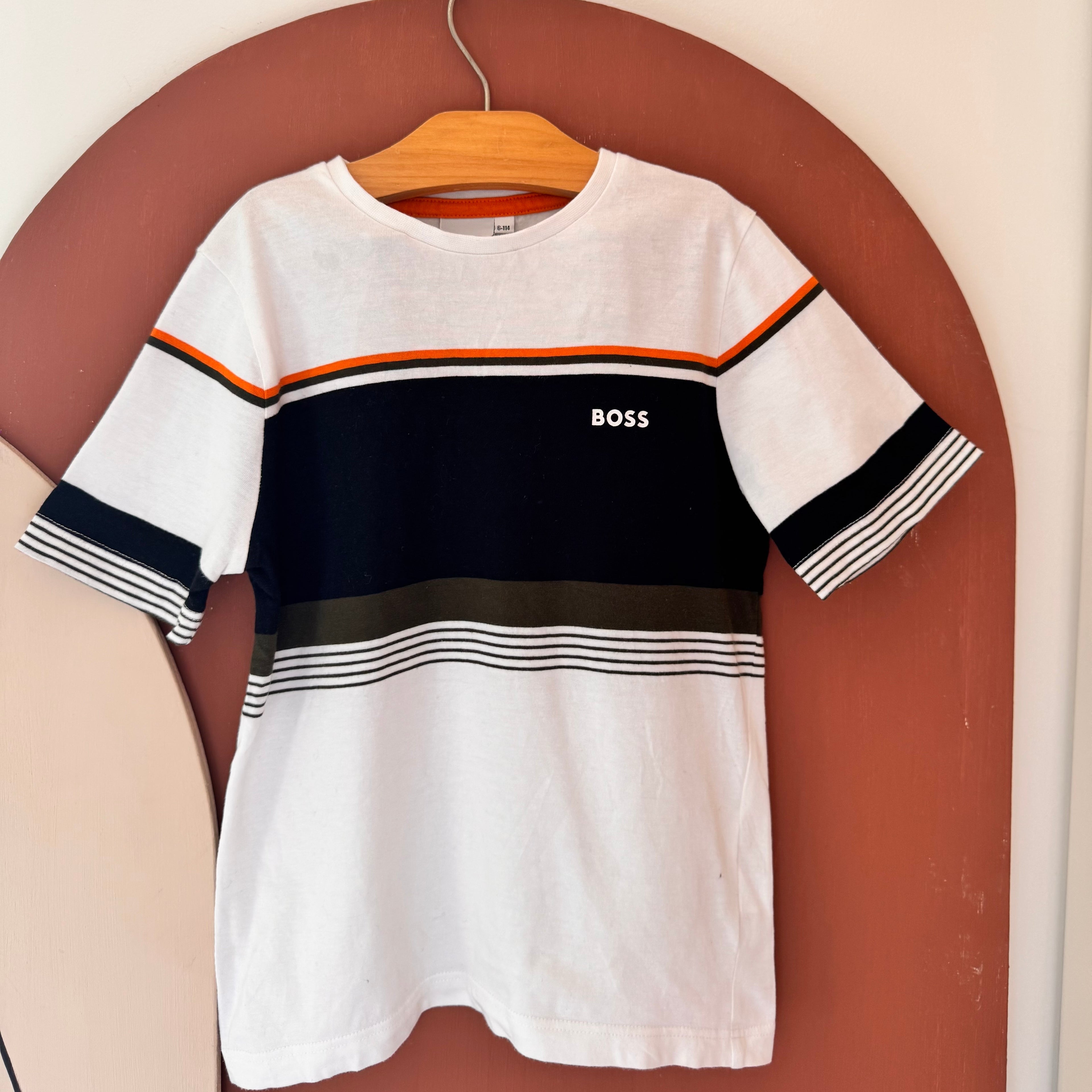 T-Shirt Manches Courtes À Rayures - Hugo Boss - 6 ans