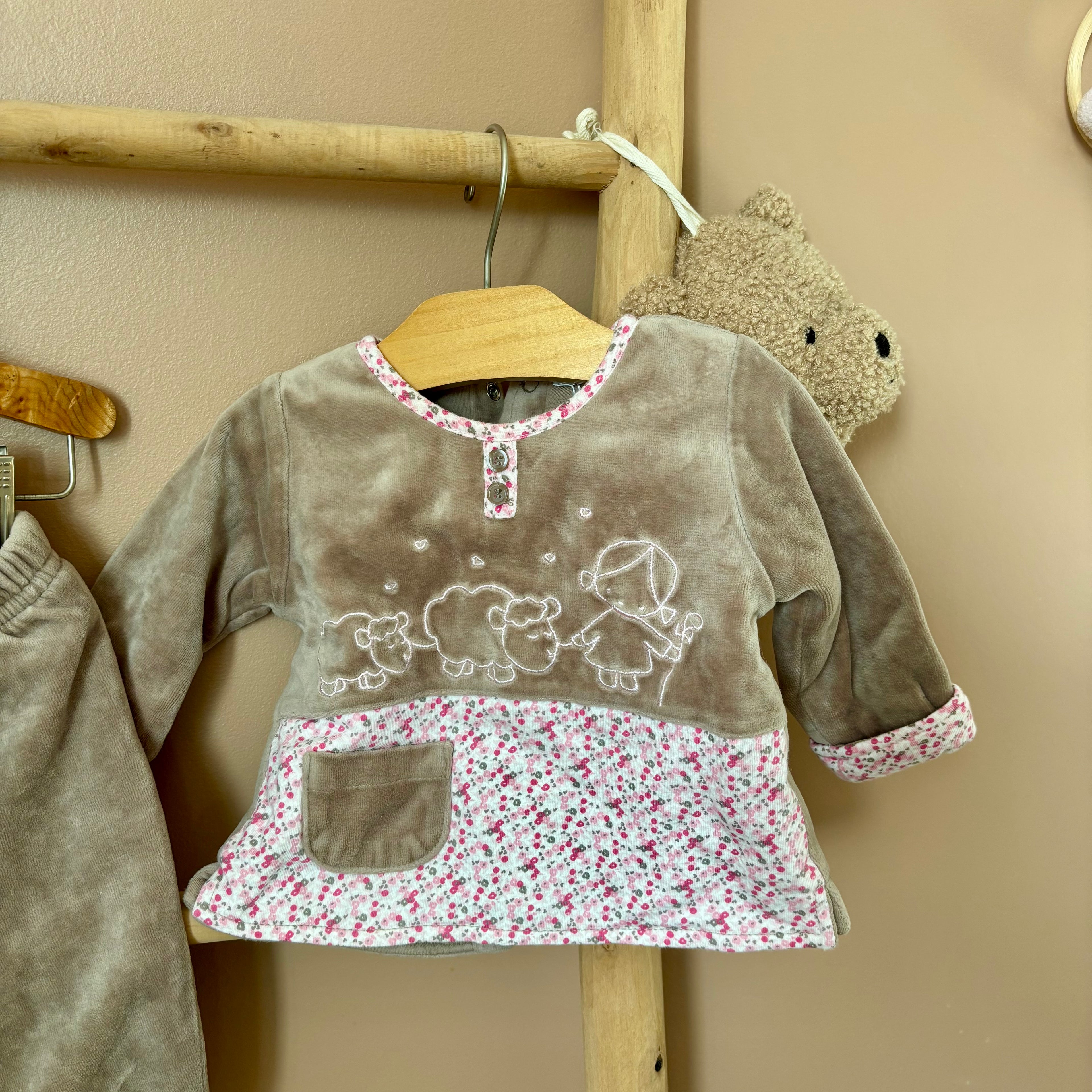 Pyjama Deux Pièces Velours - Inconnue - 6 mois