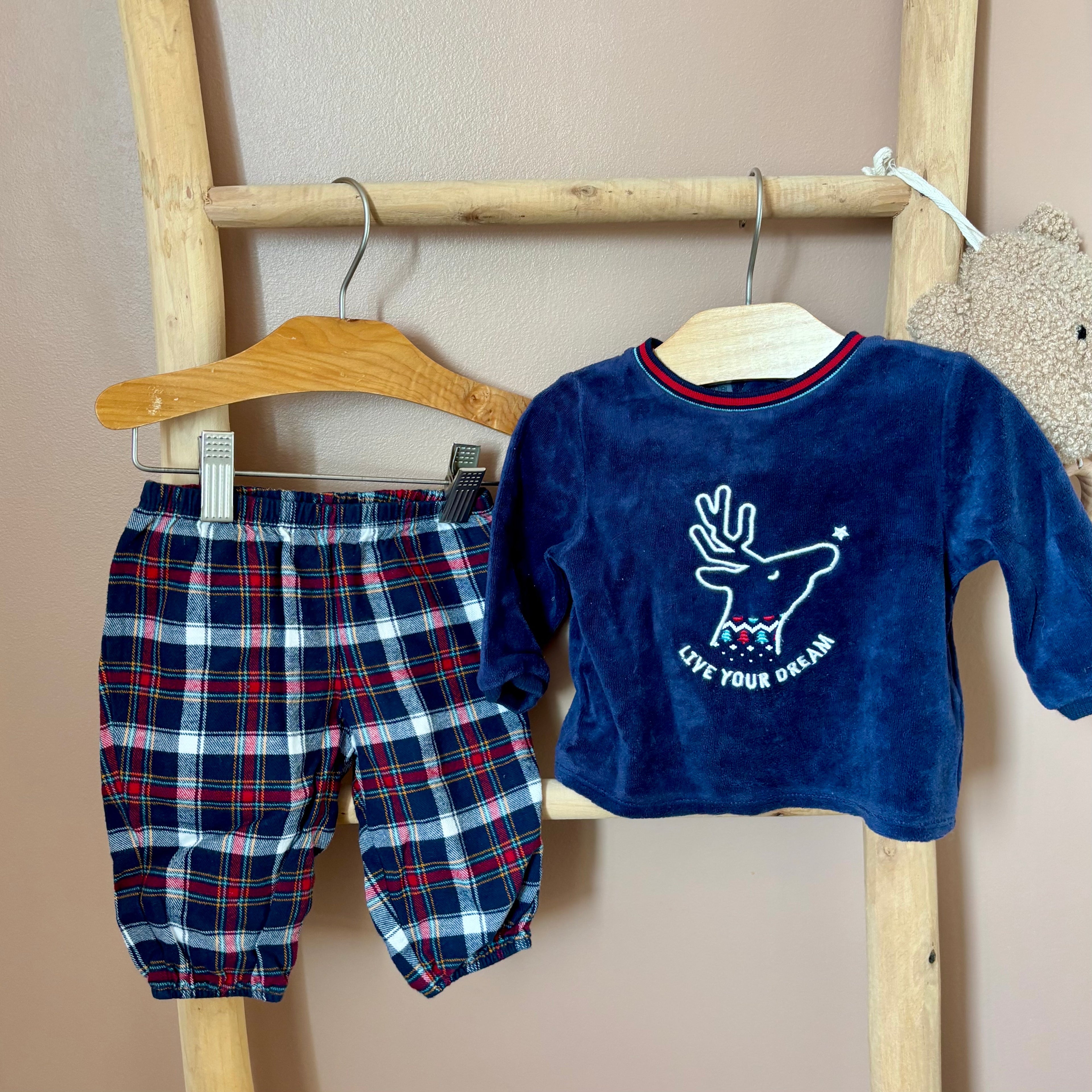 Pyjama Velours Marine - Obaïbi - 6 mois