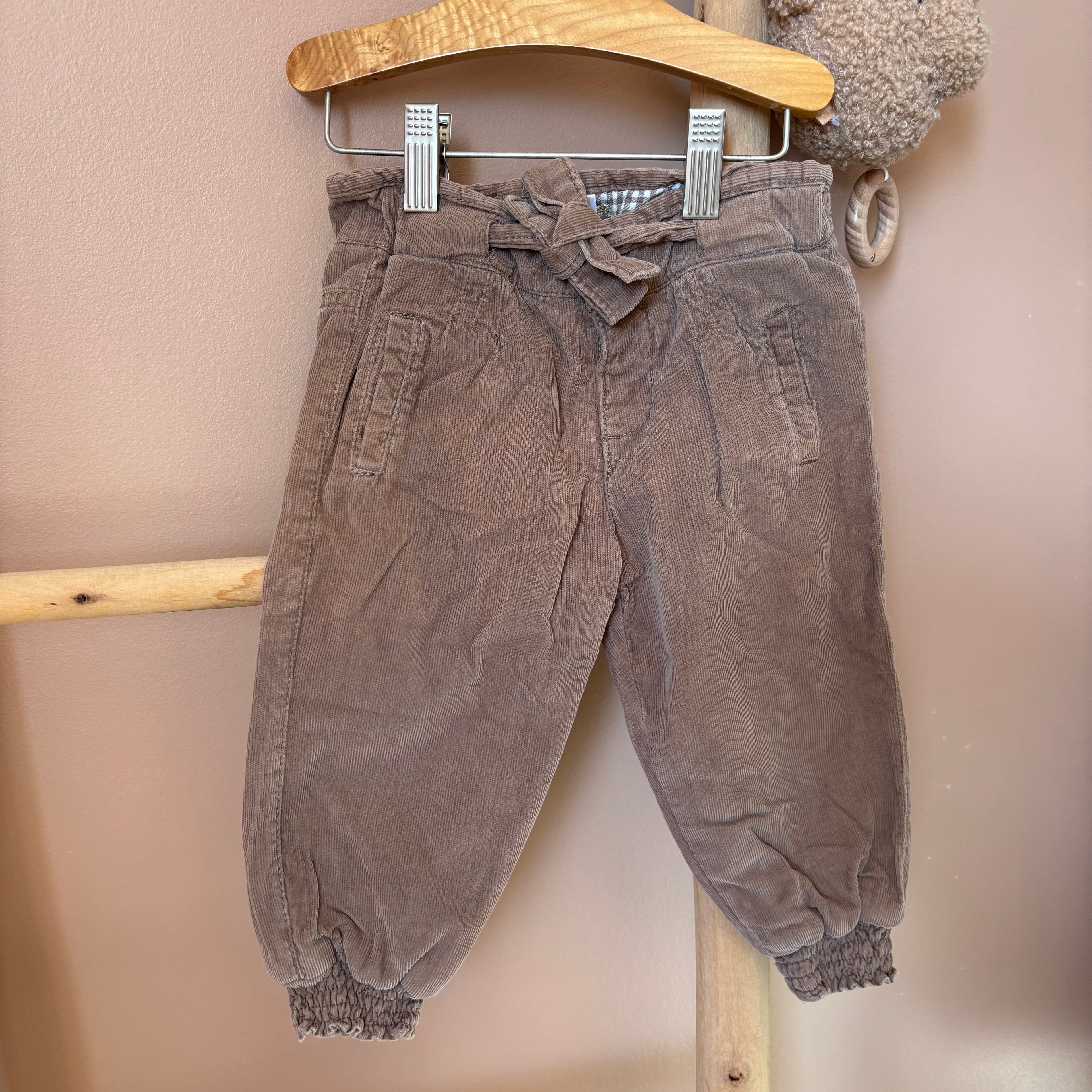 Pantalon Taupe Velours - Zara - 12/18 mois