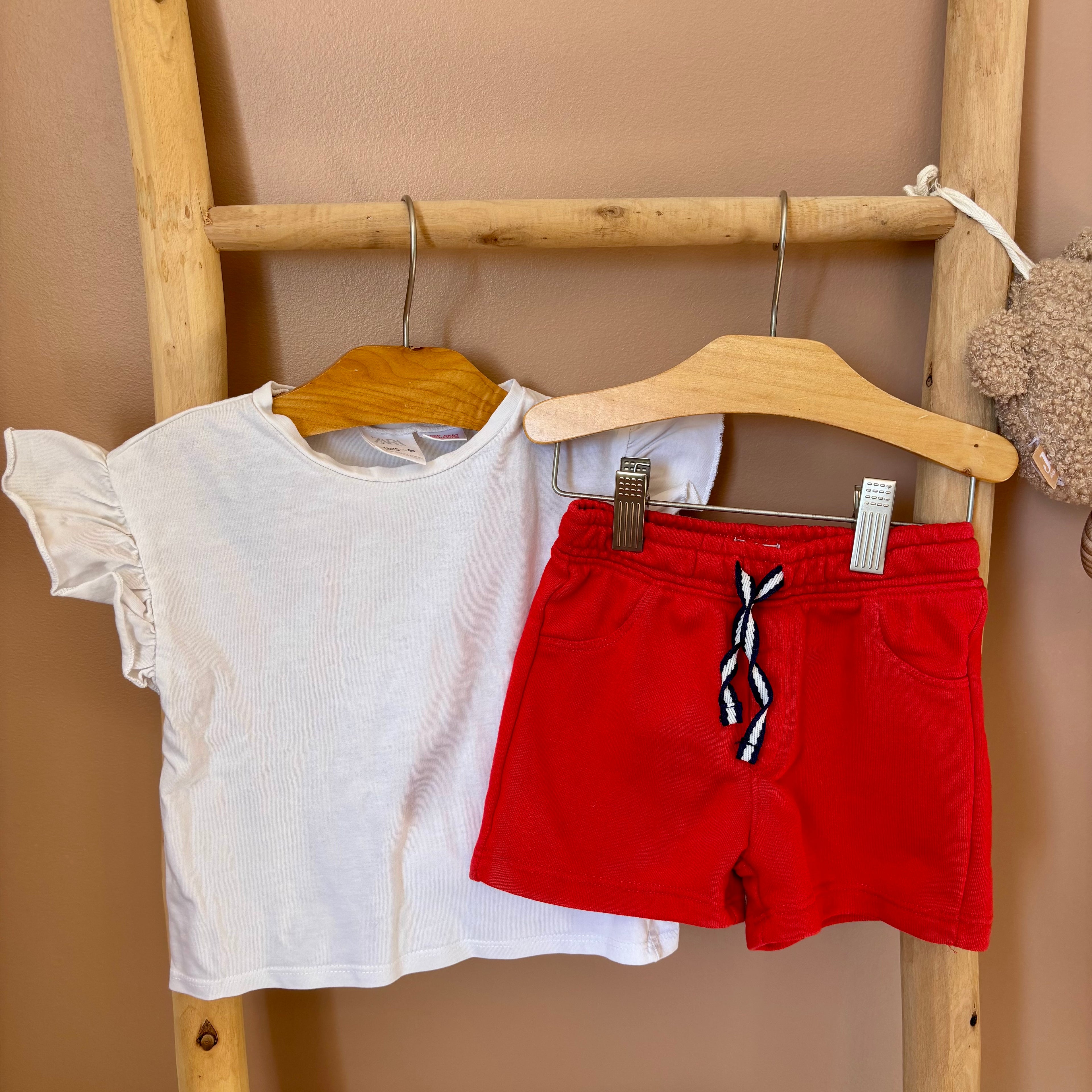 T-Shirt Blanc Manches Volantés - Zara - 12/18 mois