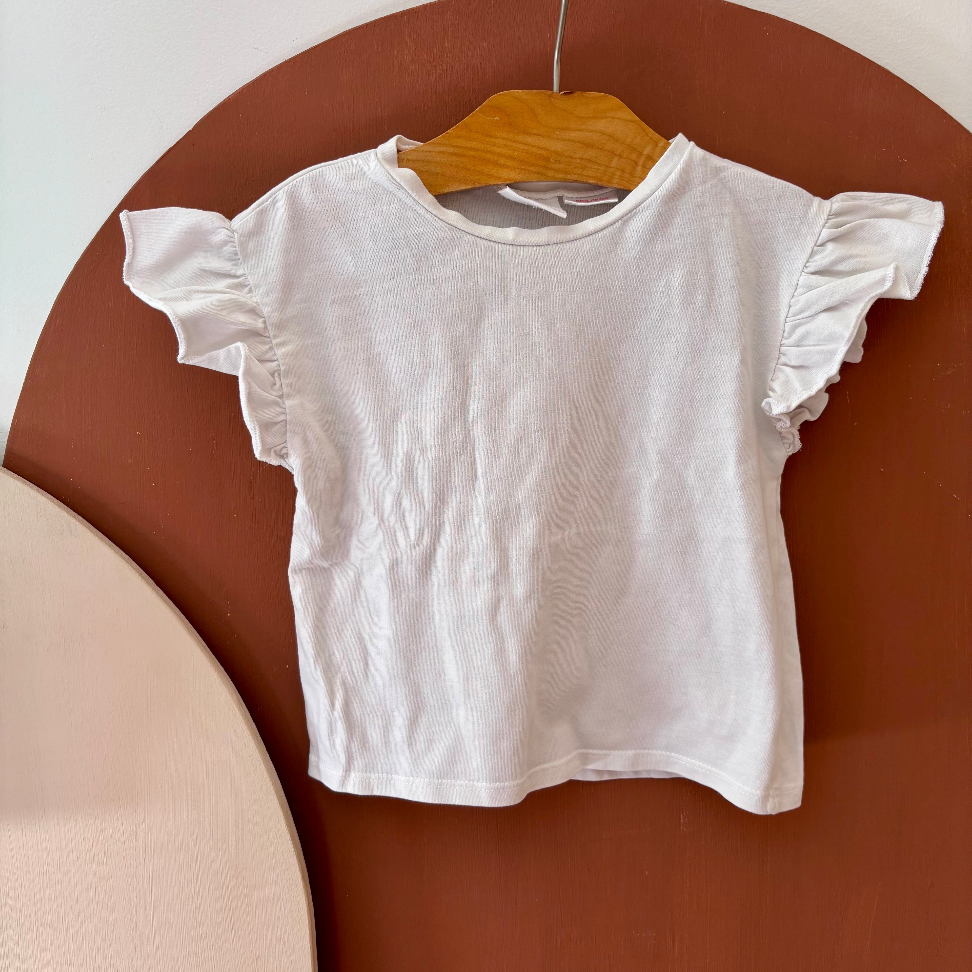 T-Shirt Blanc Manches Volantés - Zara - 12/18 mois