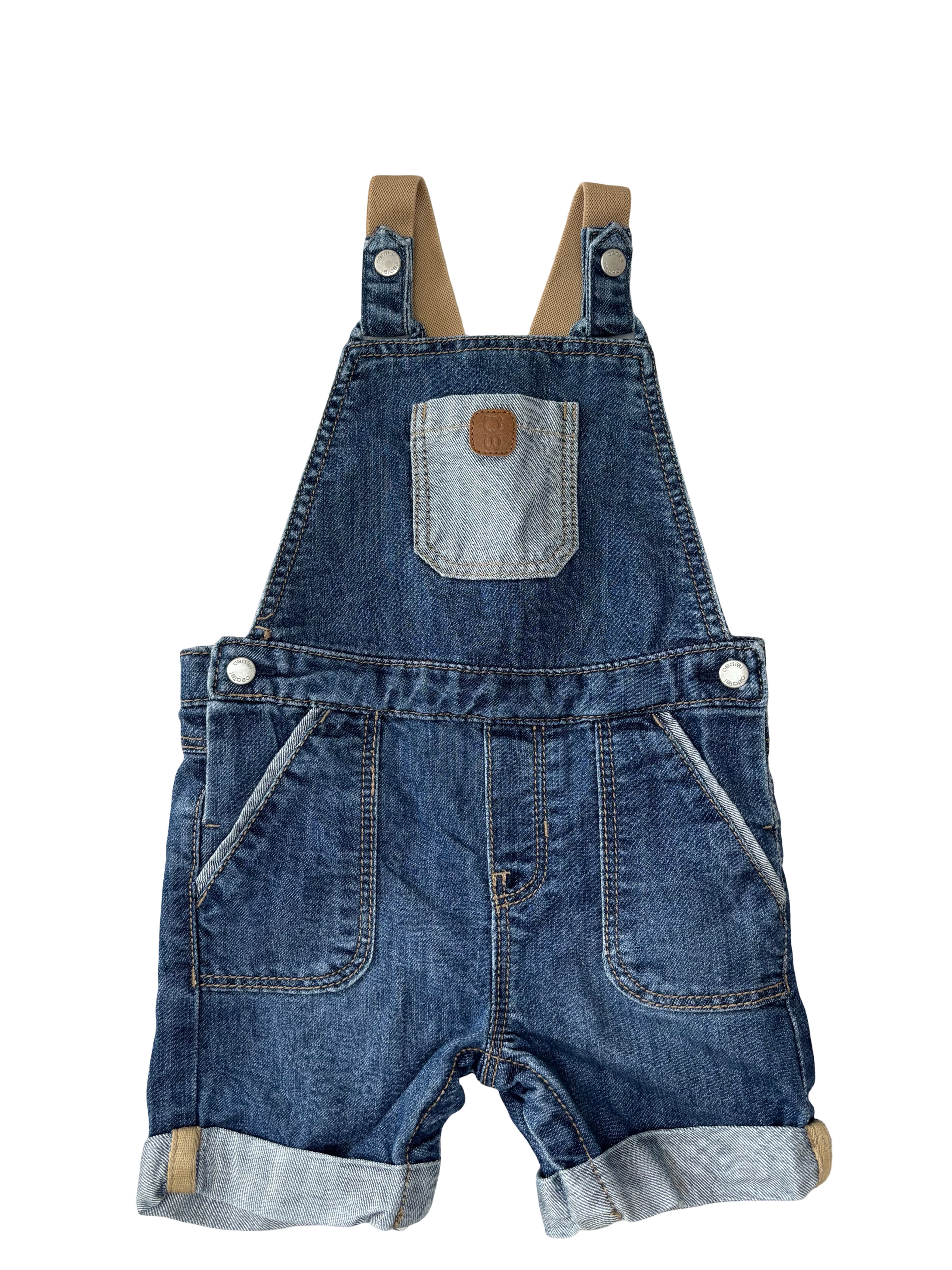 Salopette-Short Jean - Obaïbi - 12 mois