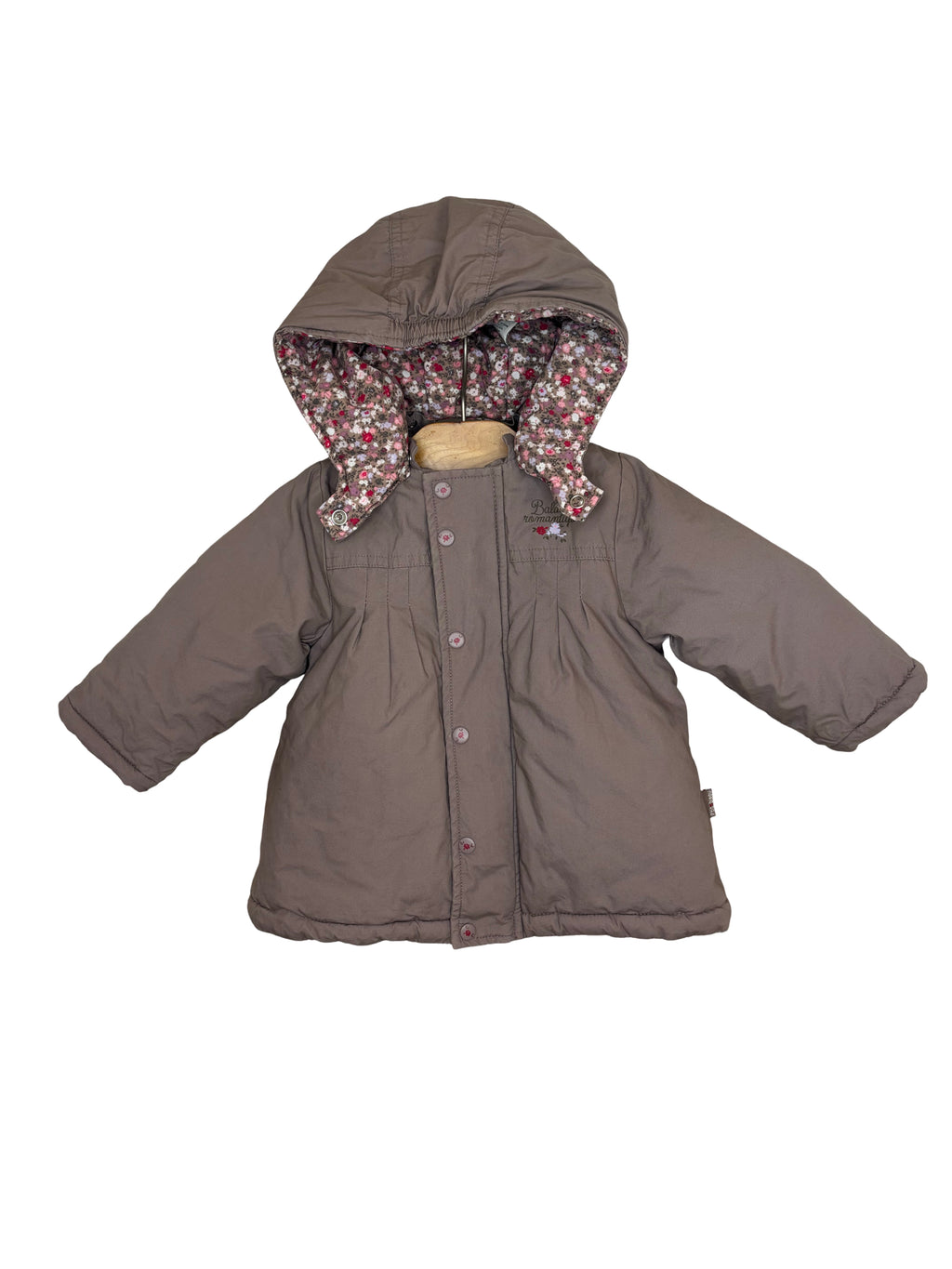Manteau Taupe Fleuri - P'tit Bisous - 6 mois