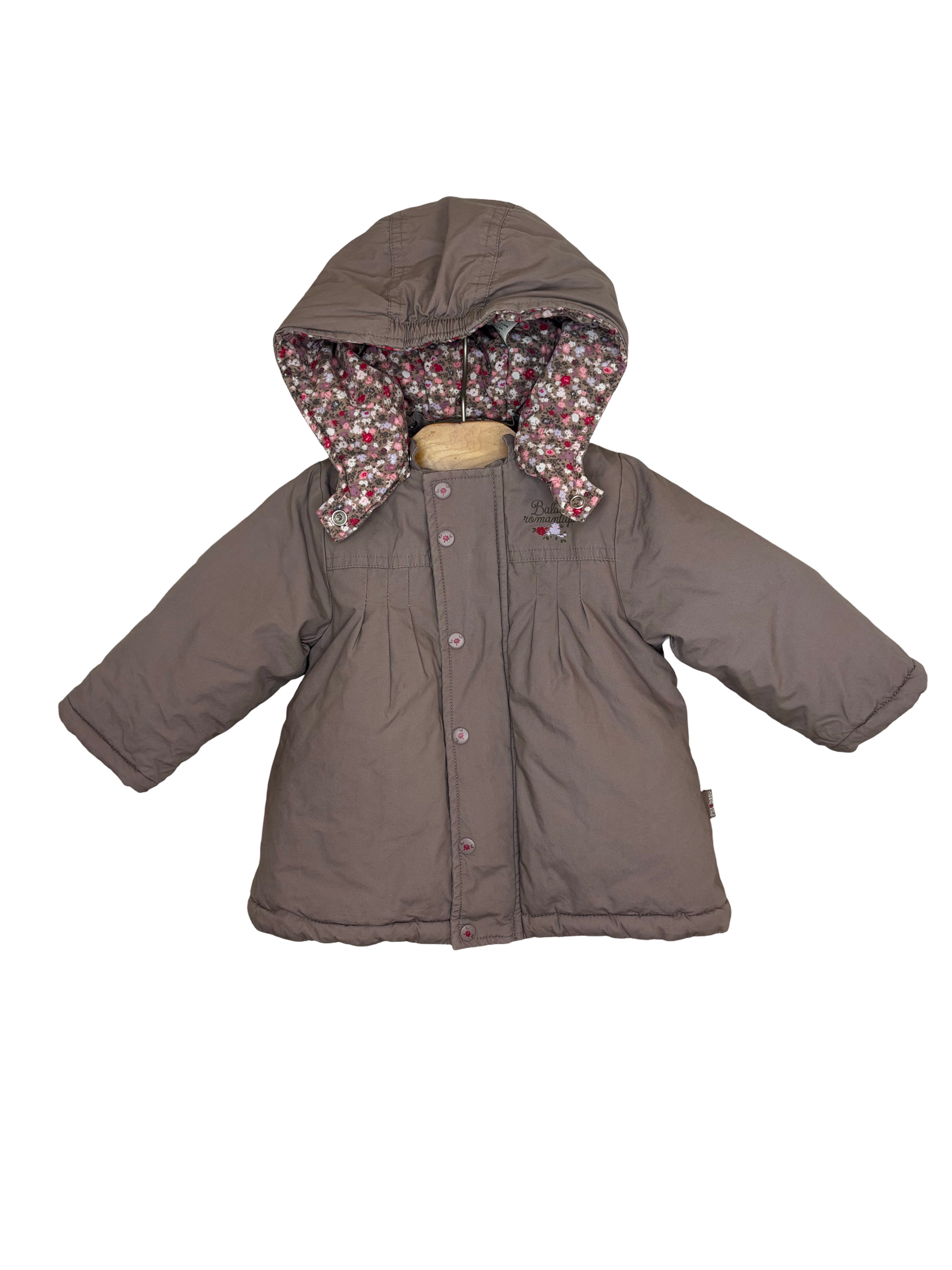 Manteau Taupe Fleuri - P'tit Bisous - 6 mois