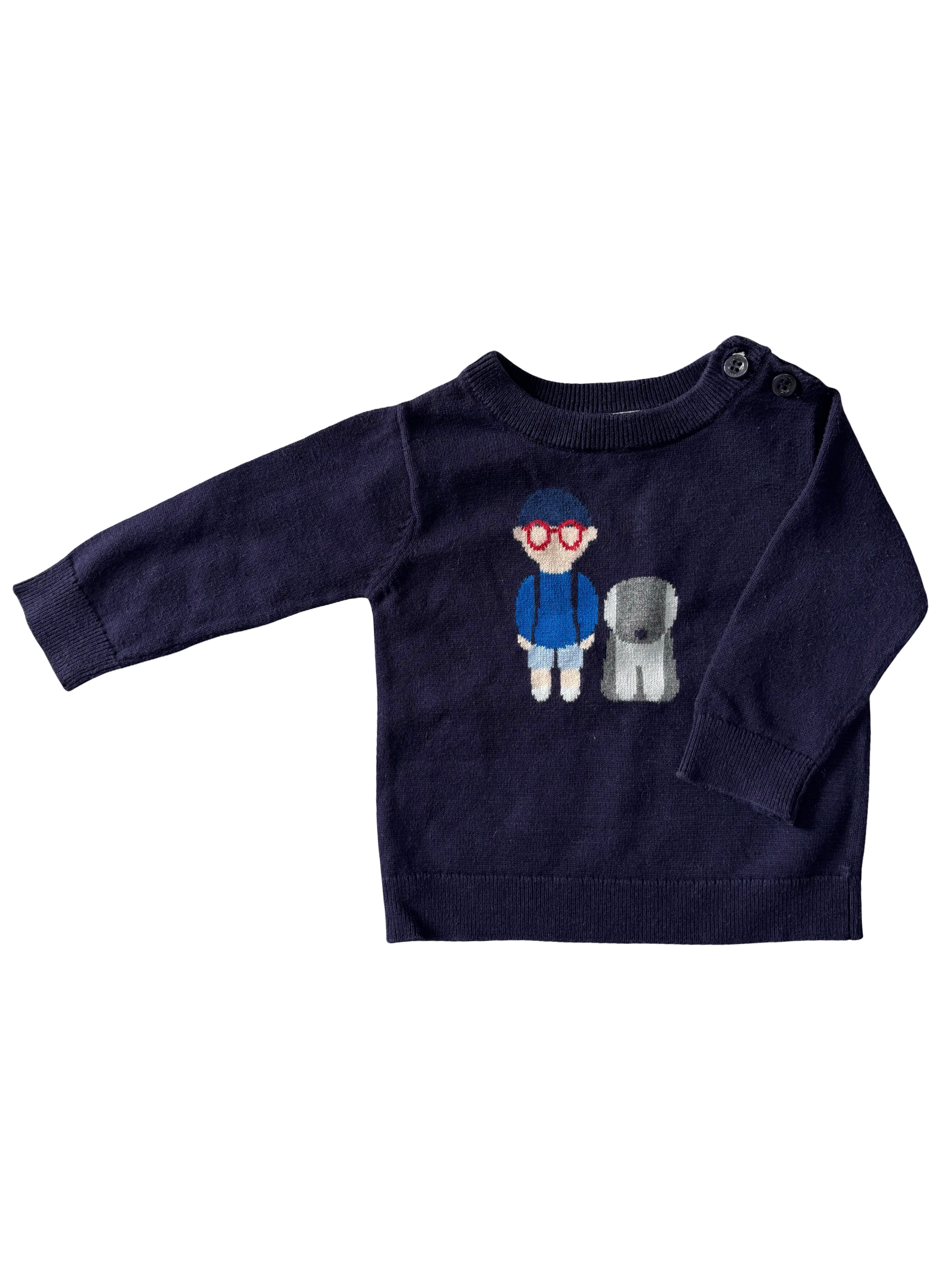 Pull Bleu Marine - Jacadi - 6 mois