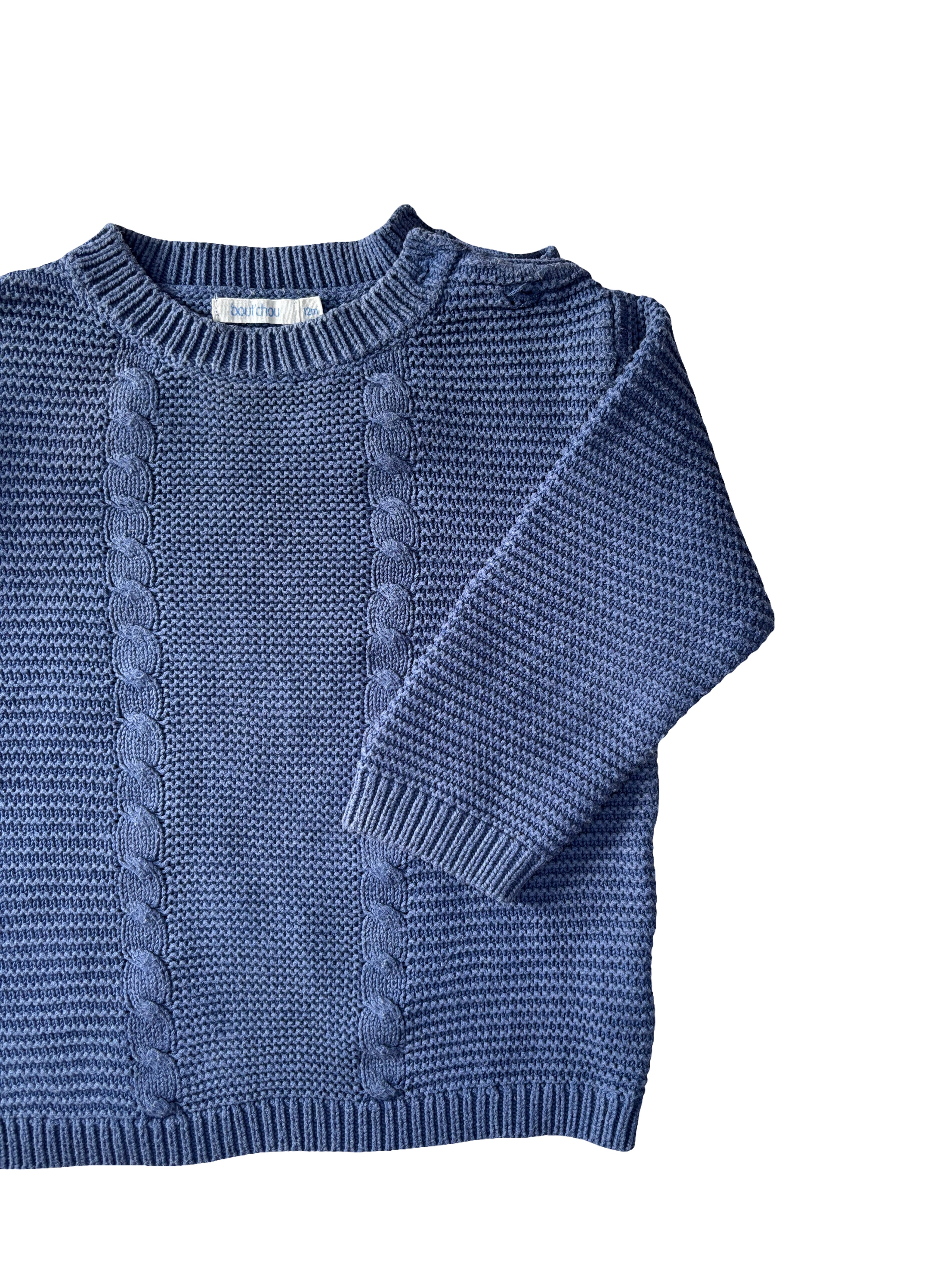 Pull Bleu Maille Tricoté  - Bout'chou - 12 mois