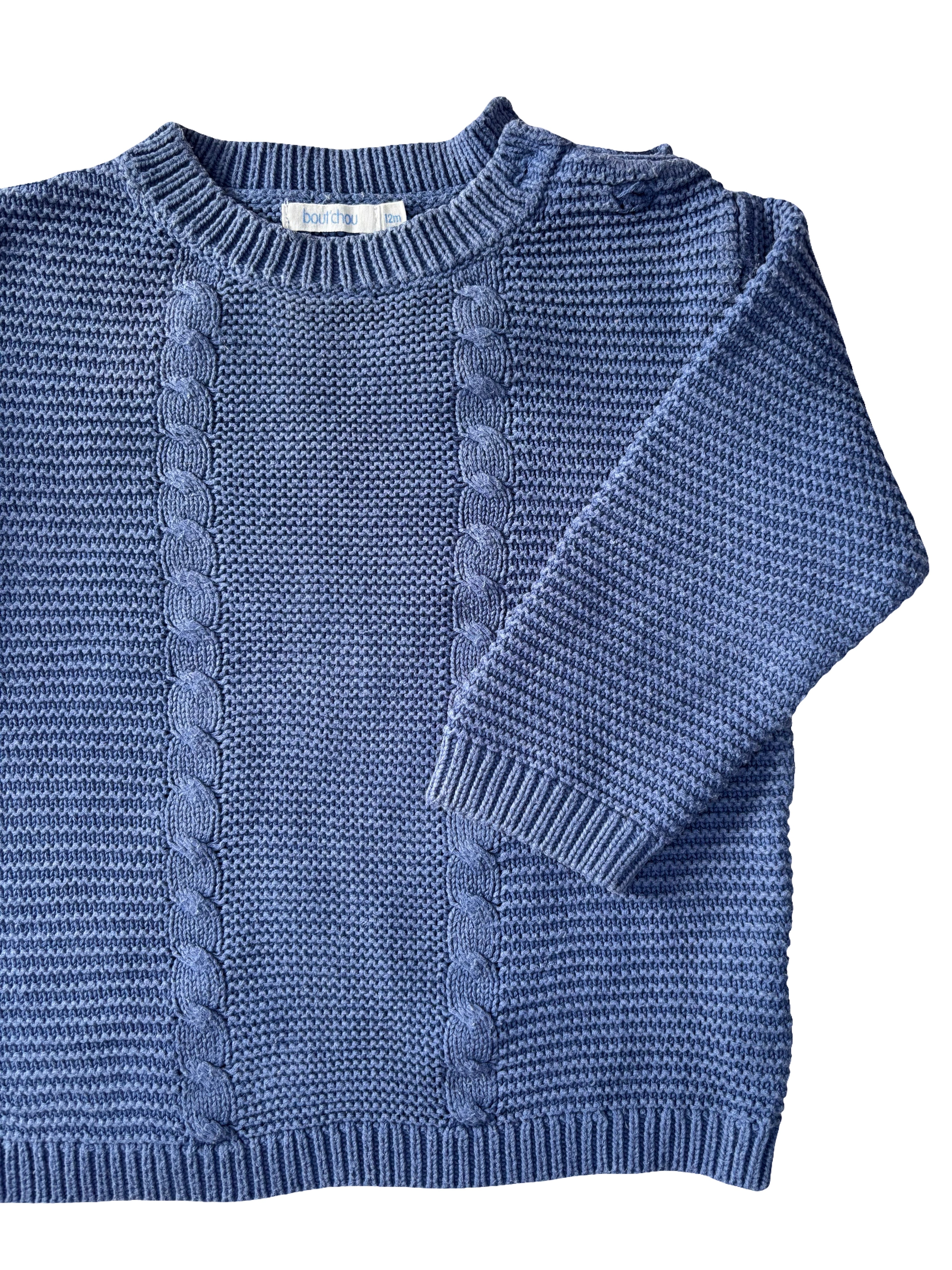 Pull Bleu Maille Tricoté  - Bout'chou - 12 mois
