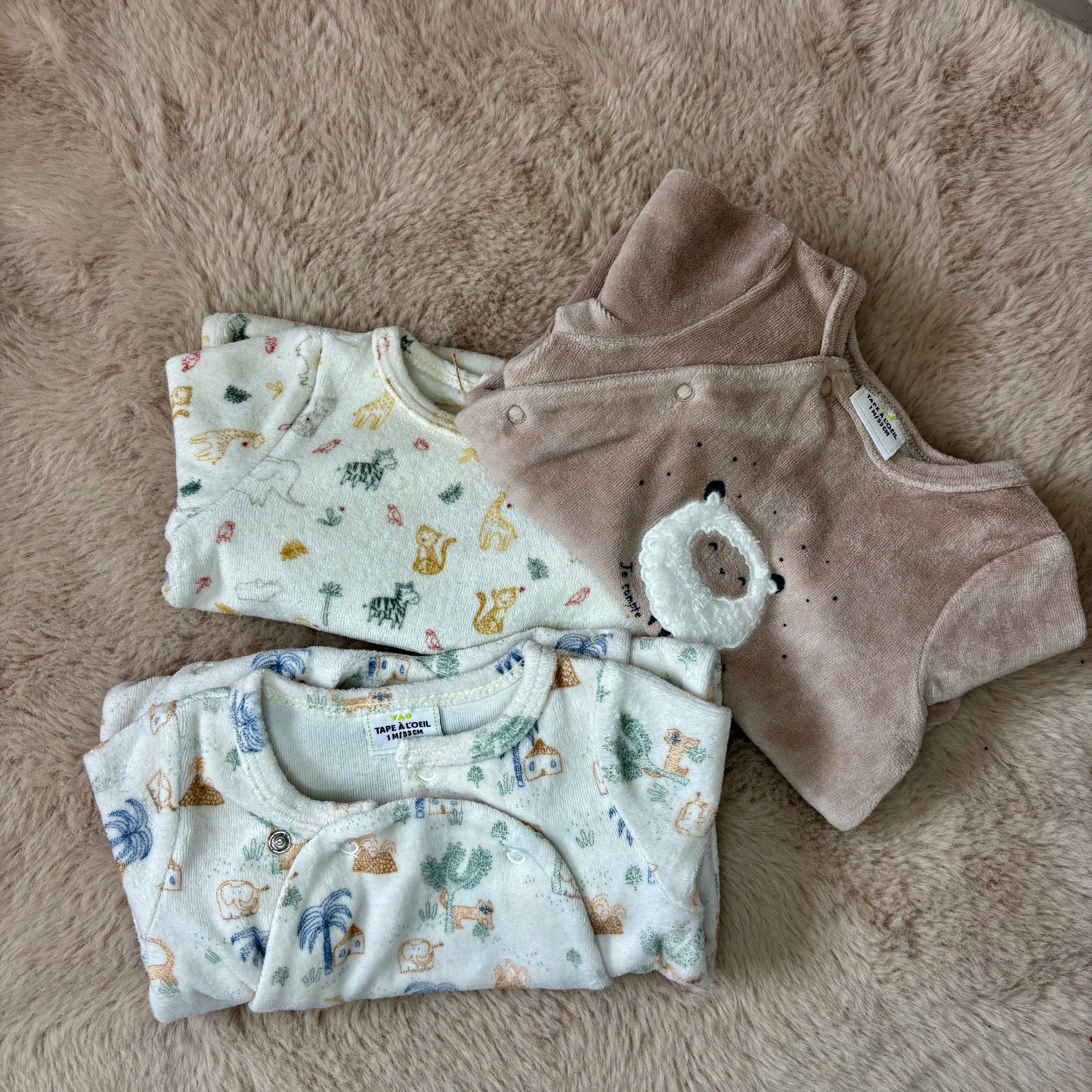 Lot Pyjamas Velours - Tape À l'Oeil - 1 mois