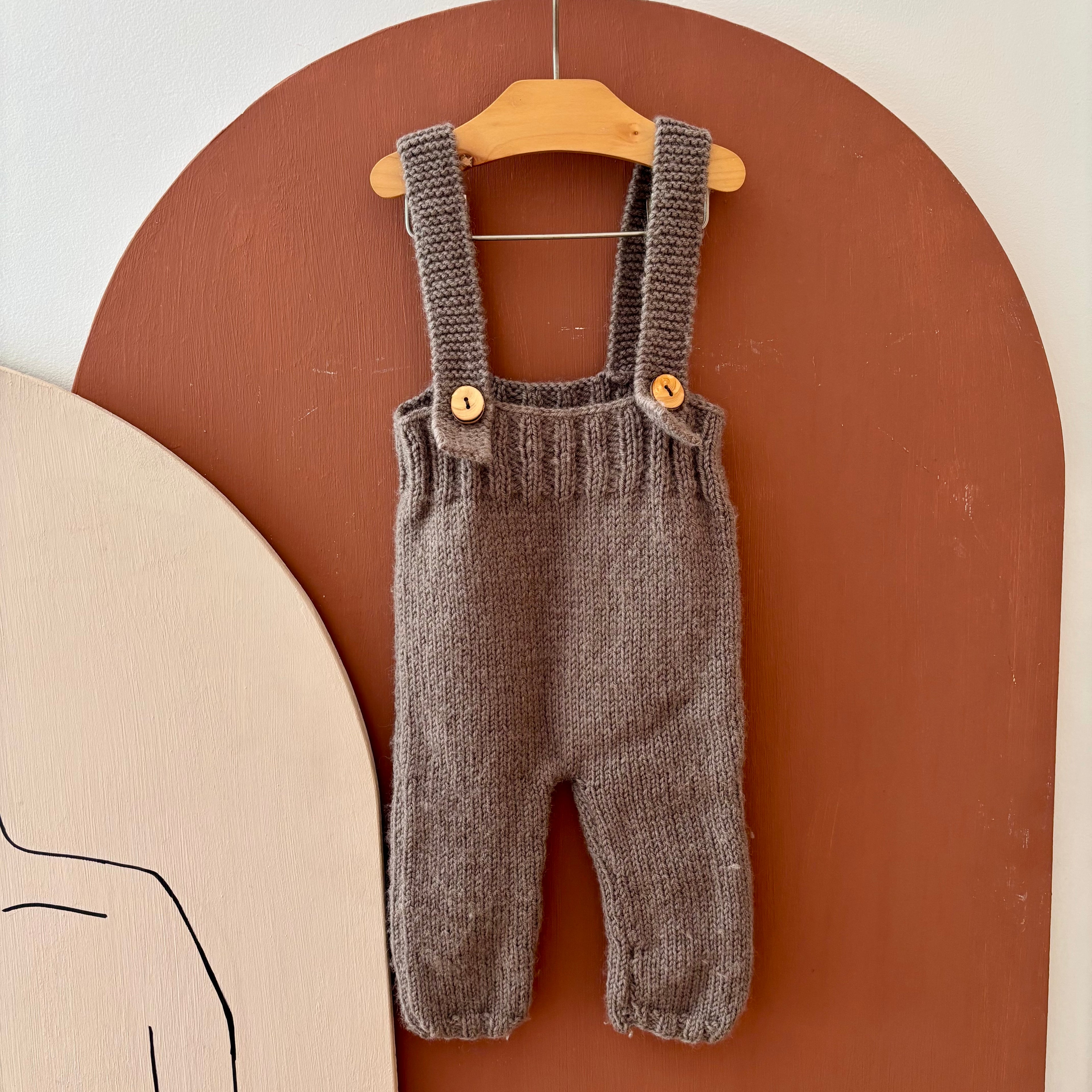Salopette Marron/Taupe - Tricoté Main - 3 mois