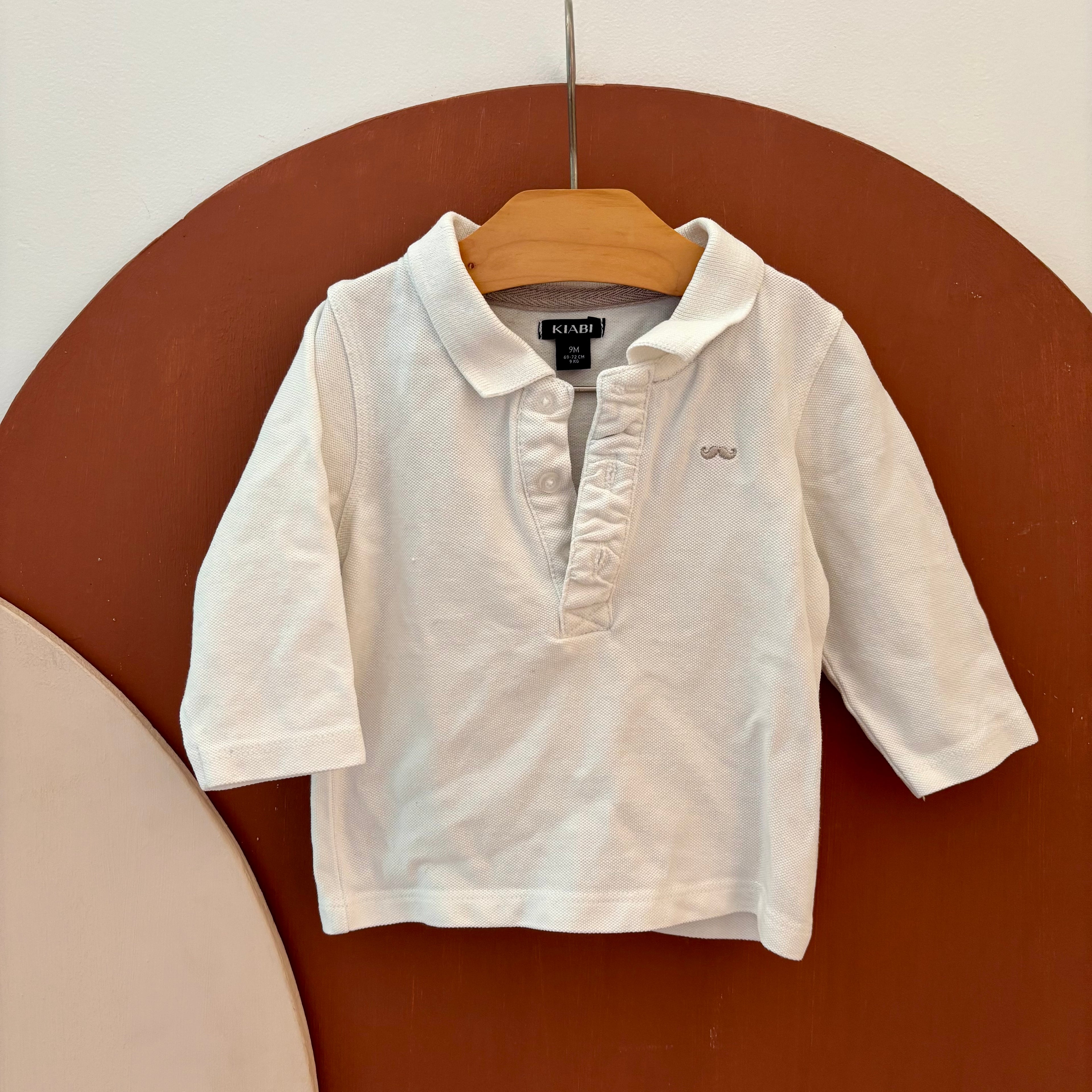 Polo Blanc Moustache - Kiabi - 9 mois