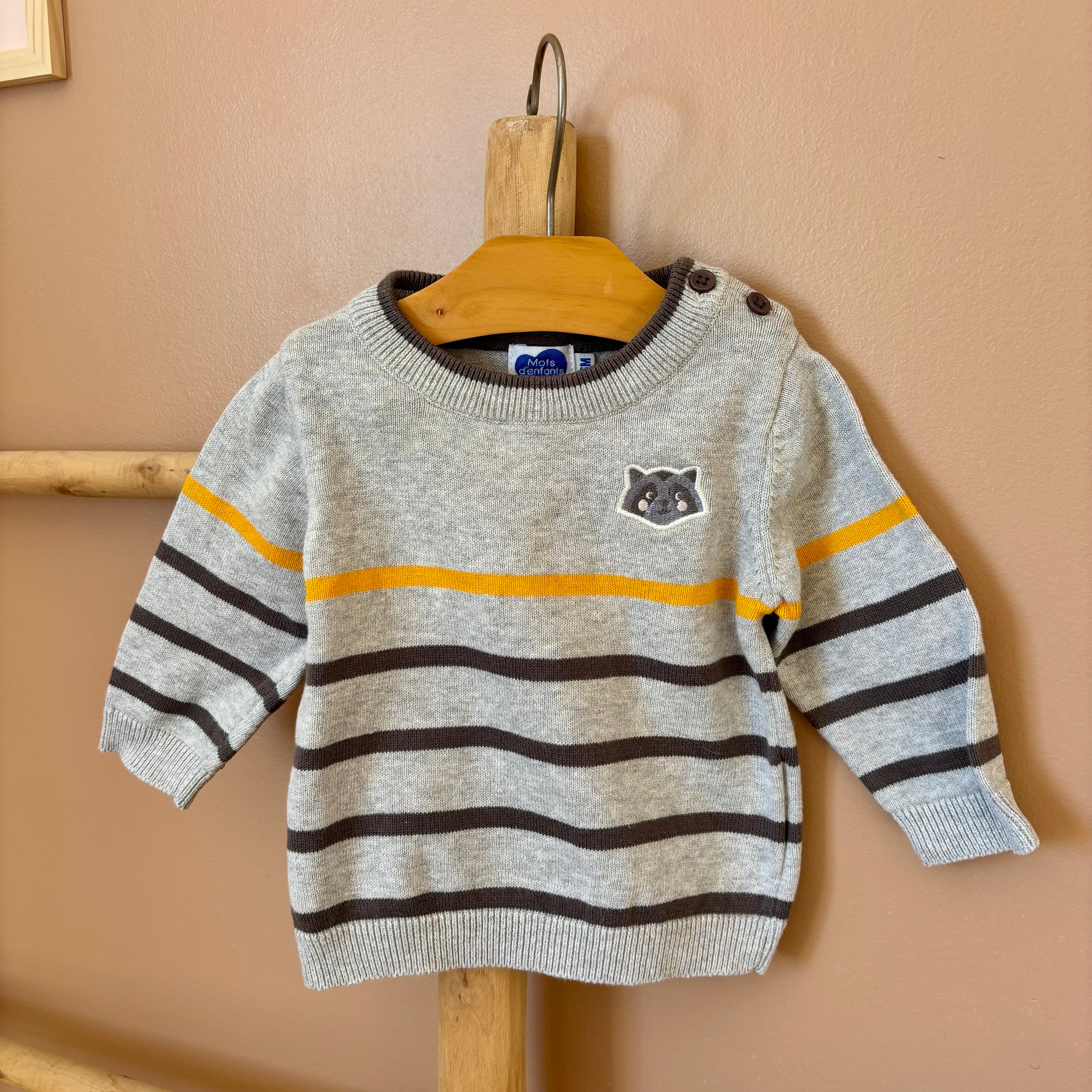 Pull Rayé Gris - Mots d’Enfants - 6 mois