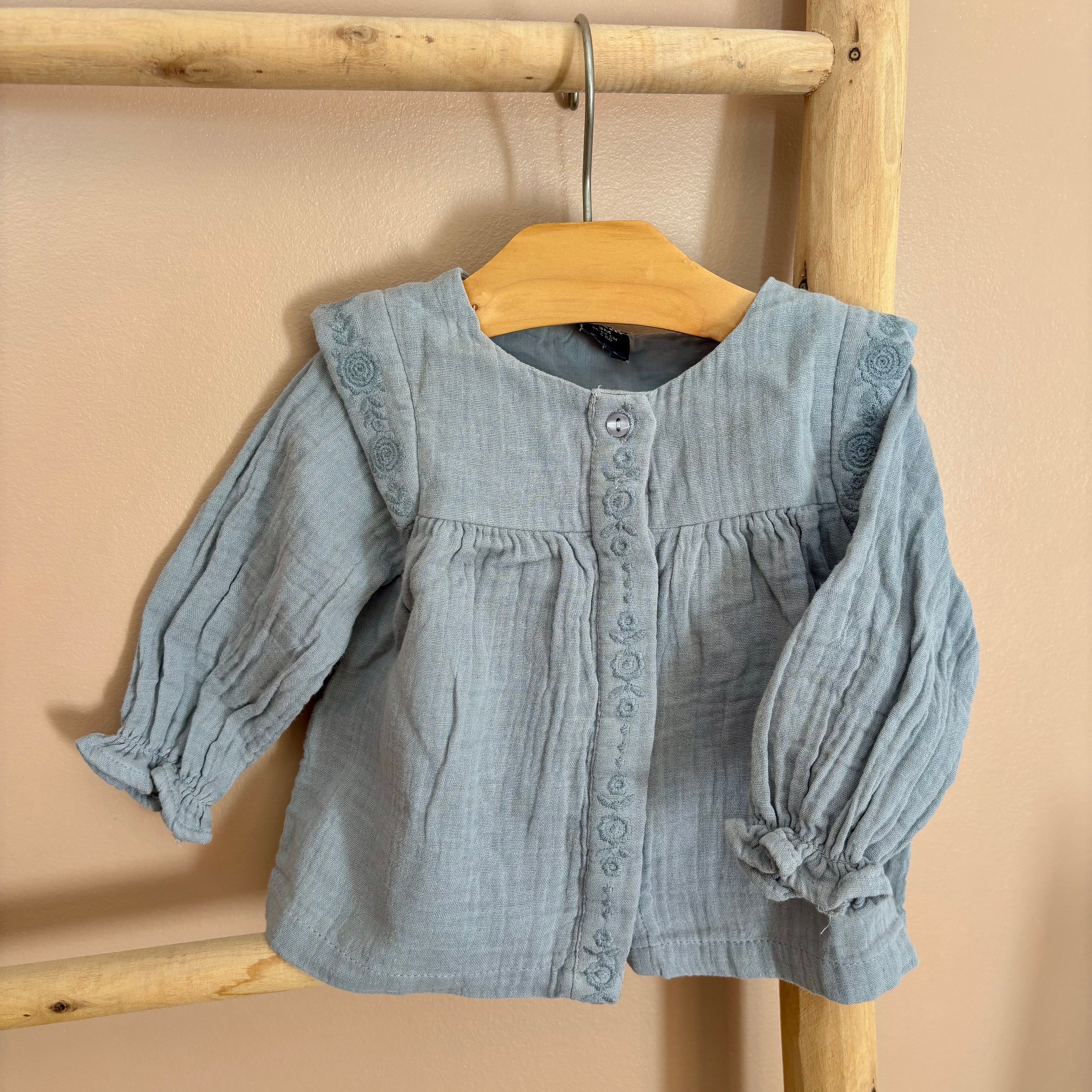 Blouse Gaze De Coton Bleu - Kiabi - 3 mois