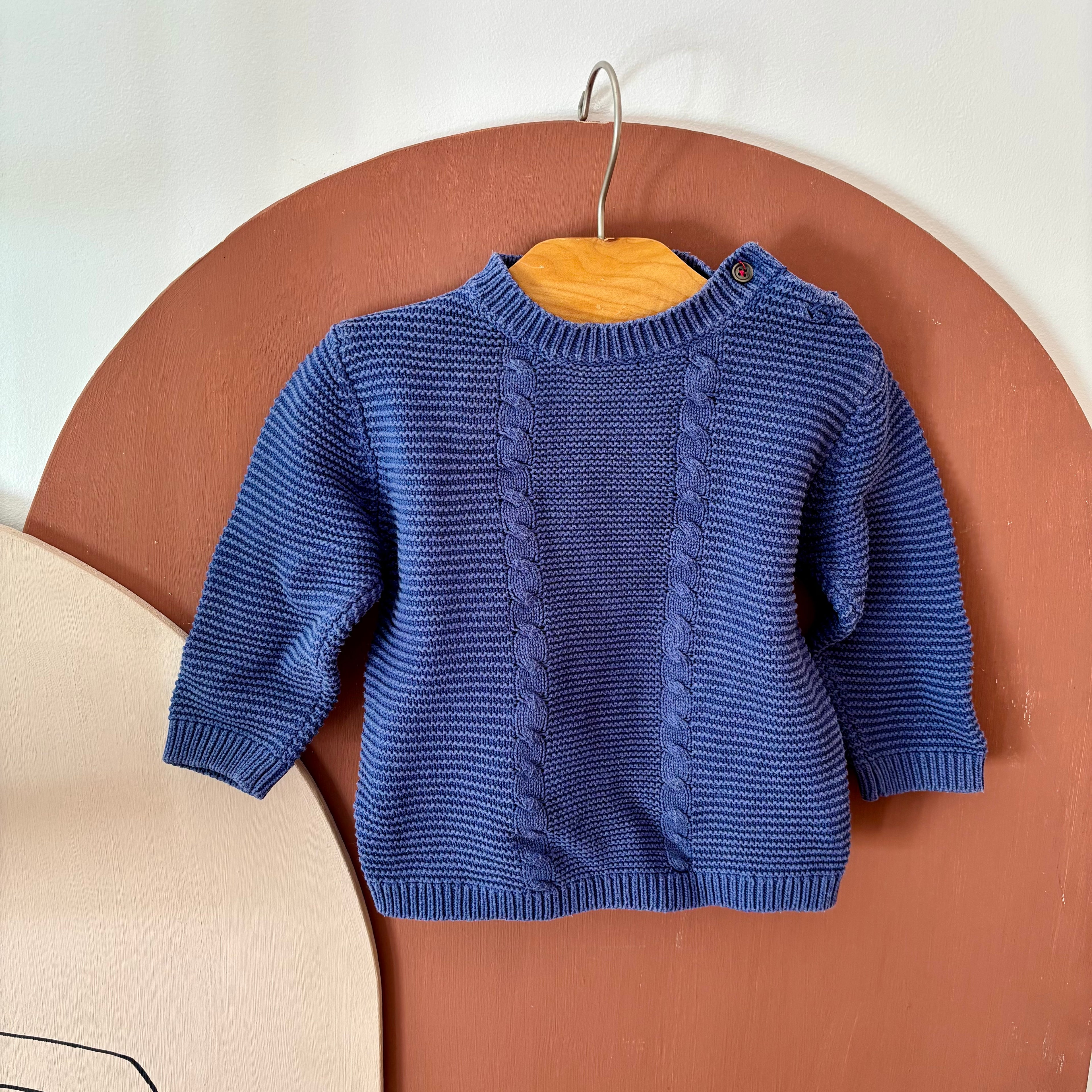 Pull Bleu Maille Tricoté  - Bout'chou - 12 mois